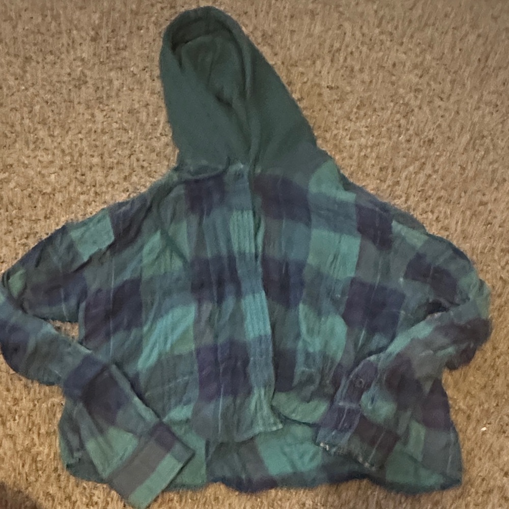 American Eagle Outfitters Plaid Hooded Shirt